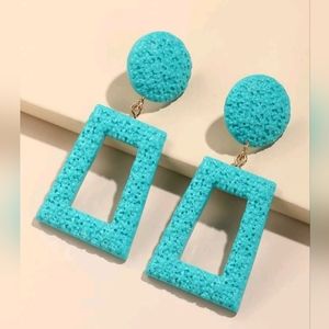 Blue, textured, geometric earrings